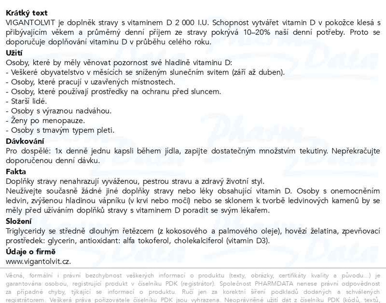 Příbalový leták - Vigantolvit Vitamin D3 2000 I.U. tob120