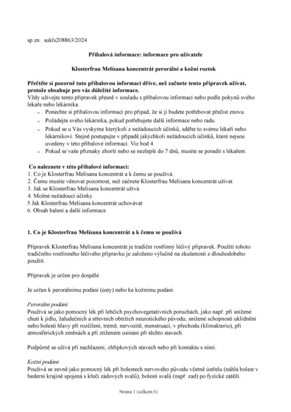 Příbalový leták (SUKL) - Klosterfrau MELISANA koncentrát sol.1x95ml