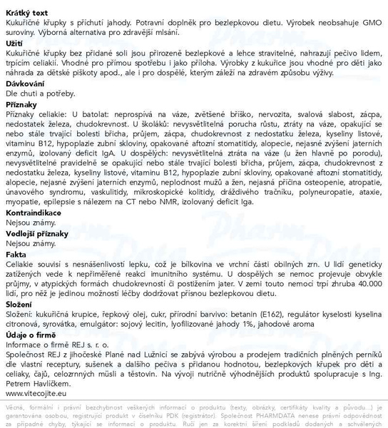 Příbalový leták - Kukuřičné křupky jahodové 90g