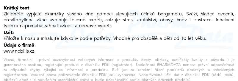 Příbalový leták - Nobilis Tilia Inhalační tyčinka proti stresu