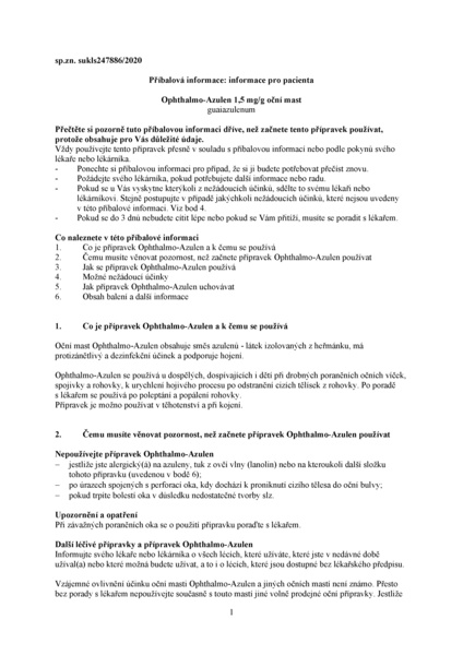 Příbalový leták (SUKL) - Ophthalmo-Azulen ung.opht.1x5g
