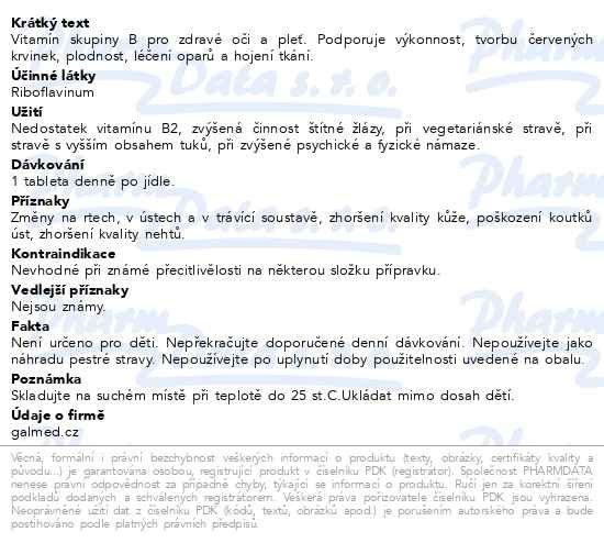 Příbalový leták - Riboflavin tbl.30x10mg Galmed