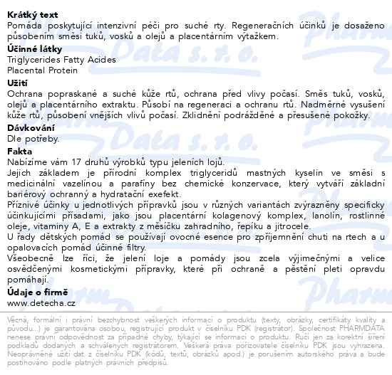 Příbalový leták - Jelení lůj s placentou 4.5g