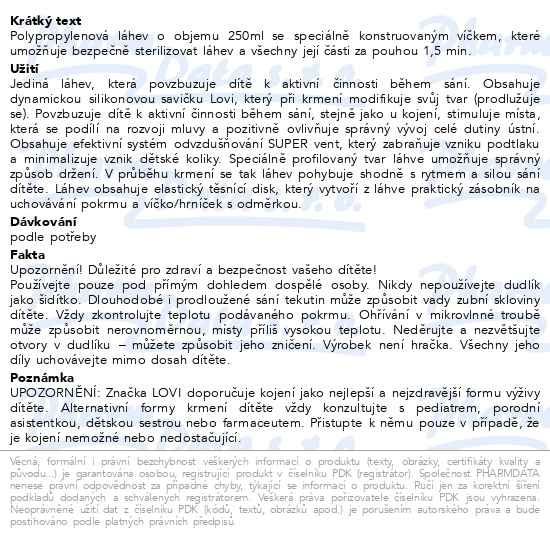 Příbalový leták - LOVI Samosterilizující láhev 250ml Super vent 3m+
