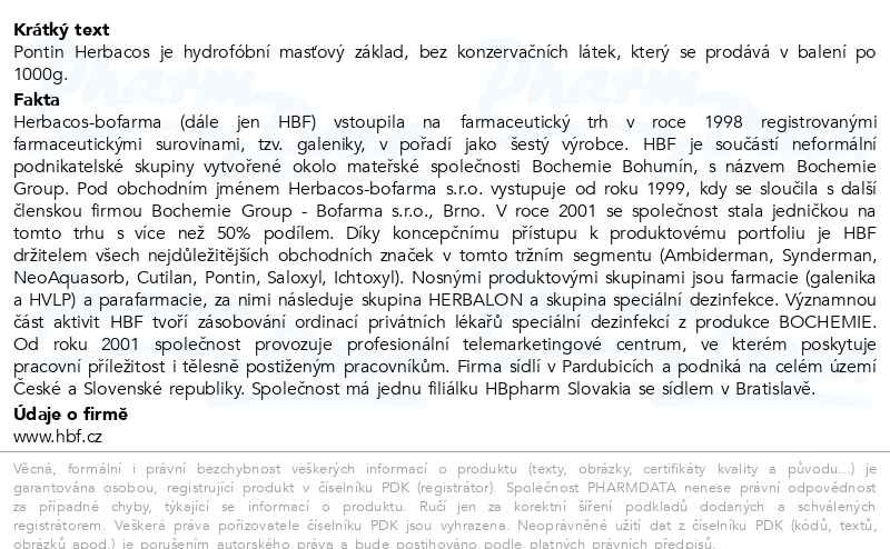 Příbalový leták - Pontin 1000g Herbacos