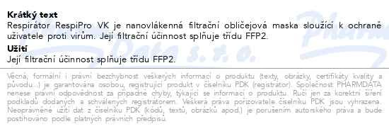 Příbalový leták - RespiPro VK respirátor vel.L 2ks
