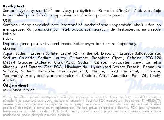 Příbalový leták - Plantur39 Fyto-kofeinový šampon jemné vlasy 250ml