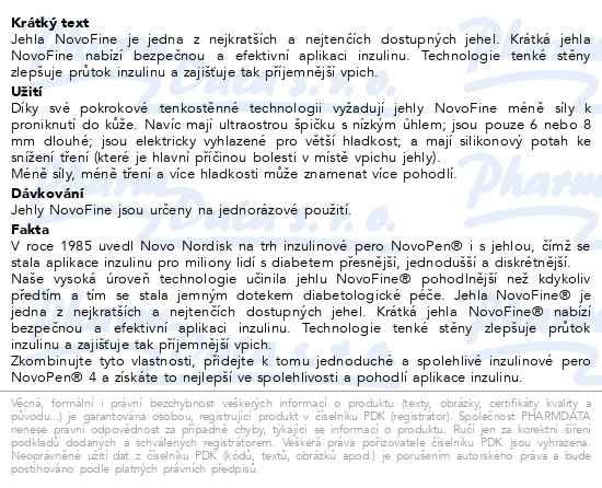 Příbalový leták - NovoFine jehla 31Gx6mm 100ks