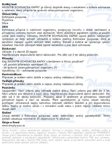 Příbalový leták - Echinaceové kapky Imunit 50 + 10 ml