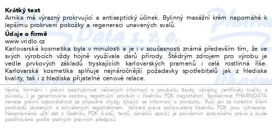 Příbalový leták - Arnika bylinný masážní krém 50g