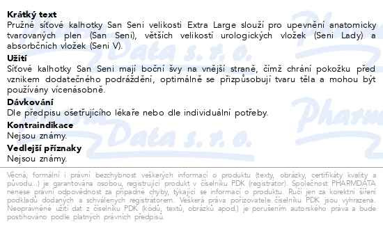 Příbalový leták - Seni San síťové kalhotky Extra Large 2ks
