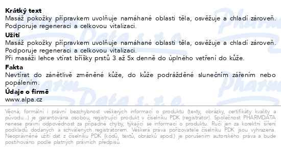 Příbalový leták - Alpa masážní krém kostival 40ml