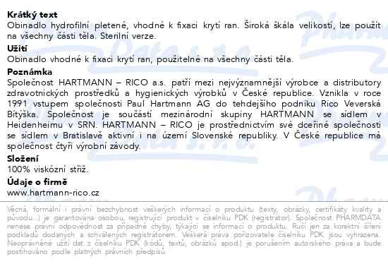 Příbalový leták - Obin. hydrofil.pletené sterilní 12cmx5m 3004120