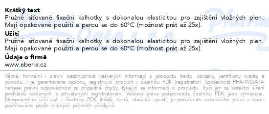 Příbalový leták - Inkont.fix.kalhotky síťované Abena Fix Net L. 5ks