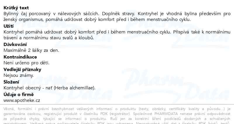 Příbalový leták - Apotheke Kontryhel obecný čaj 20x1.5g
