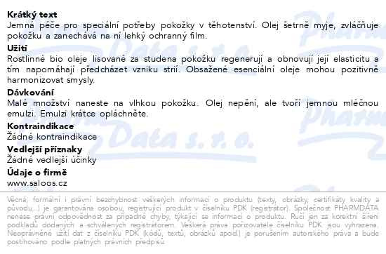 Příbalový leták - Saloos Těhotenský sprchový olej 125ml