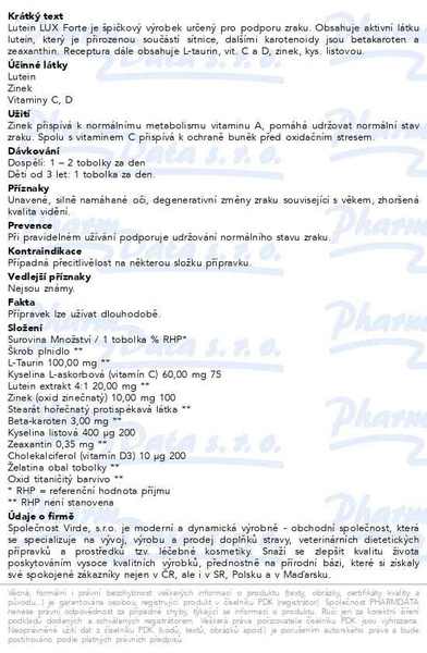 Příbalový leták - Lutein Lux Forte cps.60