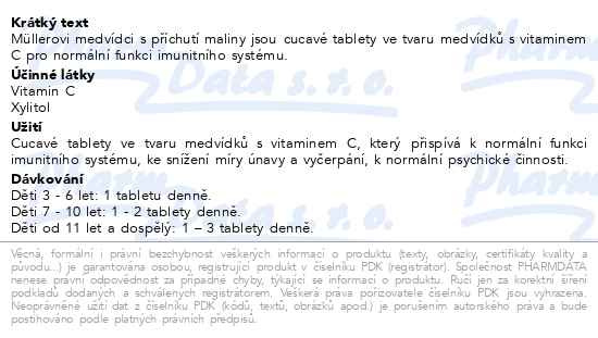Příbalový leták - Müllerovi medvídci s vit.C a přích.maliny tbl.45