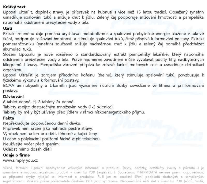 Příbalový leták - Lipoxal UltraFit 90 tbl.