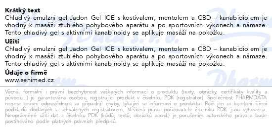 Příbalový leták - Jadon GEL ICE chladivý gel s kostivalem a CBD 50g
