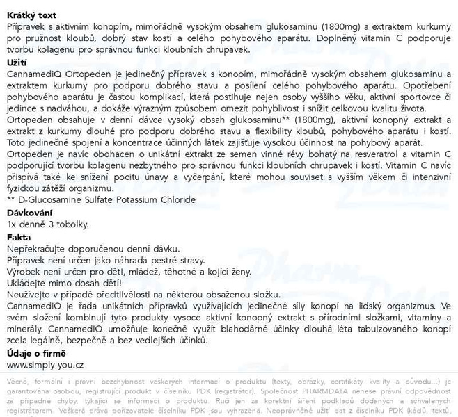 Příbalový leták - CannamediQ Ortopeden 180tob.