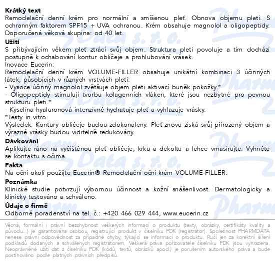 Příbalový leták - EUCERIN VOLUME-FILLER den.krém smíšená pleť 50ml