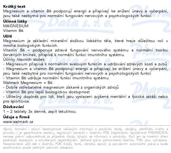 Příbalový leták - Walmark Magnesium + B6 tbl.90