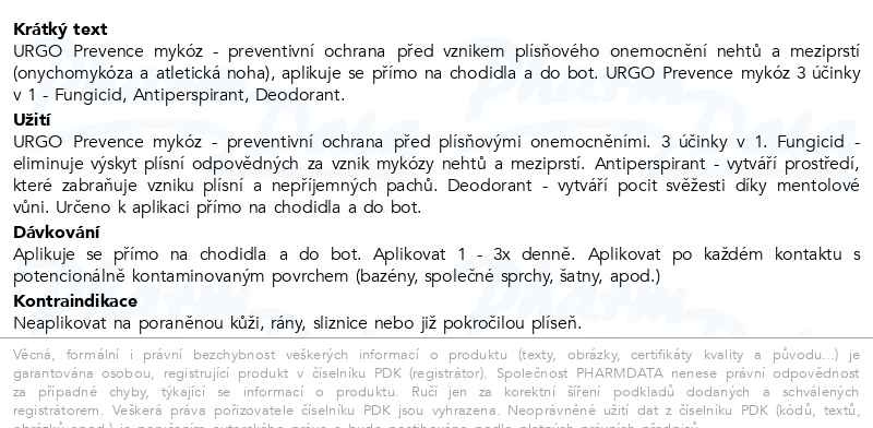 Příbalový leták - URGO Prevence mykóz 3 v 1 sprej 150ml