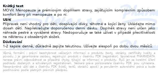 Příbalový leták - MOVit Menopauza Premium cps.60