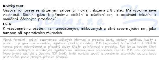 Příbalový leták - Gáza kompresy sterilní 8 vrstev 7.5x7.5cm/30x5ks