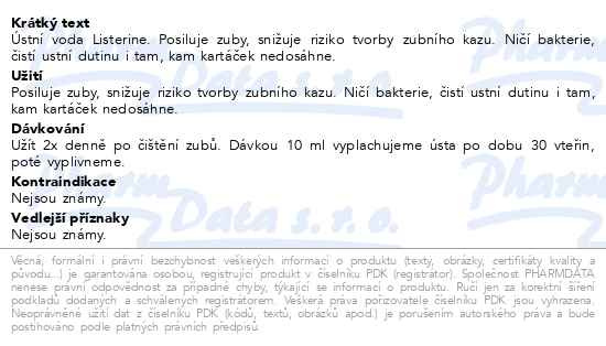 Příbalový leták - Listerine Total Care Sensitive 500ml