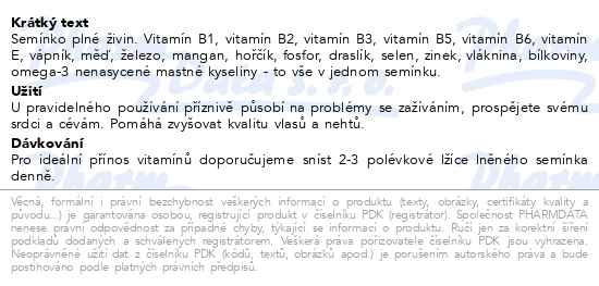 Příbalový leták - Allnature Lněné semínko hnědé 1000g