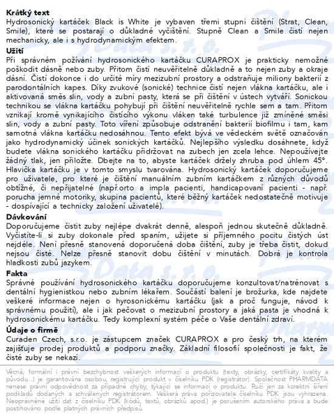 Příbalový leták - CURAPROX Hydrosonický kartáček Black is White
