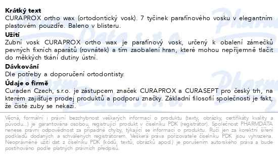 Příbalový leták - CURAPROX Ortho wax 7x0.53g vosk na rovnátka