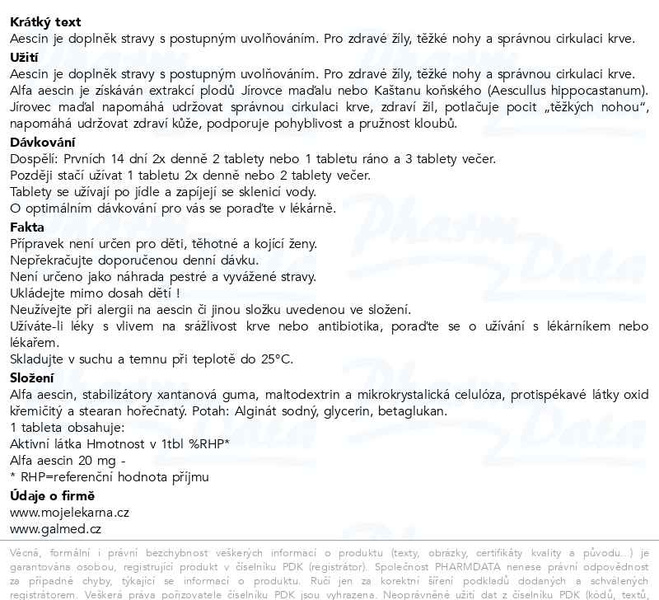 Příbalový leták - Aescin 20mg tbl.90 Moje lékárna