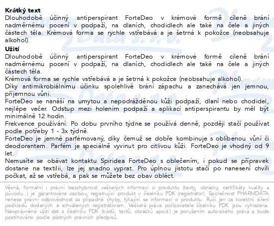 Příbalový leták - Spiridea ForteDeo 50ml