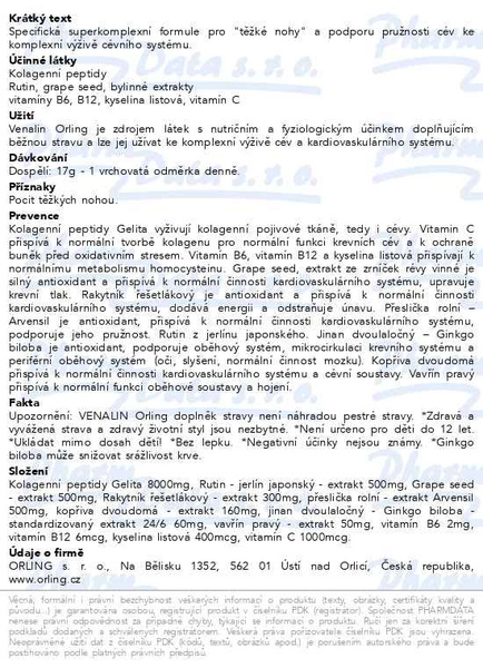 Příbalový leták - Venalin Orling práškový nápoj 425g