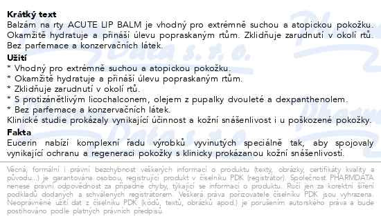 Příbalový leták - EUCERIN Acute Lip Balm balzám na rty 10ml
