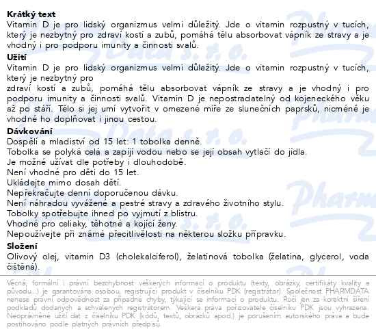 Příbalový leták - TEREZIA Vitamín D3 1000 IU tob.30
