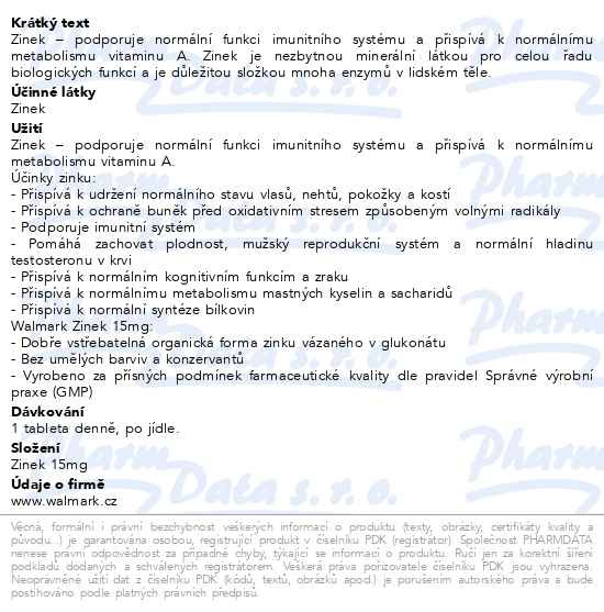 Příbalový leták - Walmark Zinek 15mg tbl.30