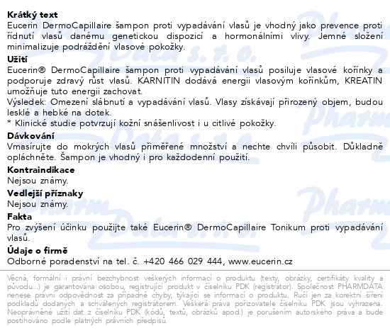 Příbalový leták - EUCERIN DermoCapil.šampon vypadávání vlasů 250ml