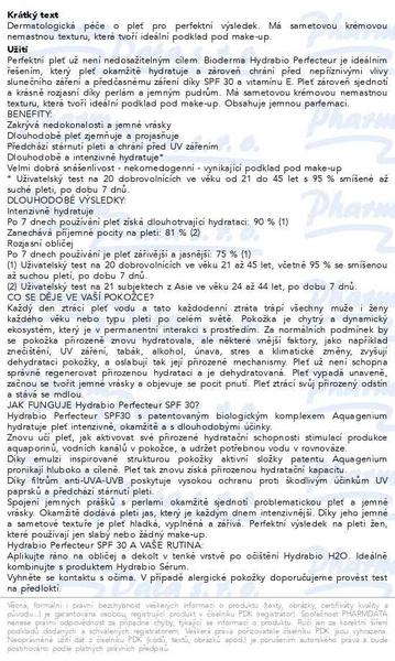 Příbalový leták - BIODERMA Hydrabio Perfecteur SPF30 40ml