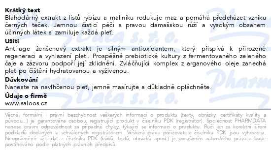 Příbalový leták - Saloos Růžová čisticí pěna BIO 150ml
