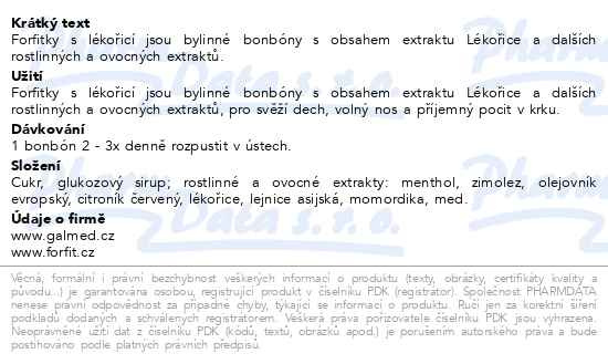 Příbalový leták - Forfitky s lékořicí 30g bylinné bonbóny