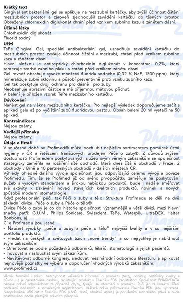 Příbalový leták - TePe Gingival Gel 20ml pro mezizub.kartáčky s CHX