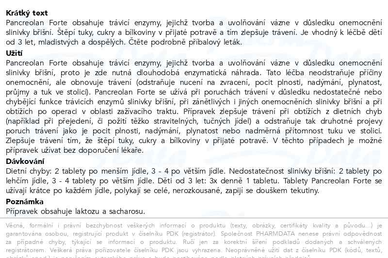 Příbalový leták - Pancreolan FORTE 6000U tbl.ent.60