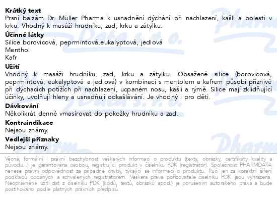 Příbalový leták - Prsní balzám 50ml Dr.Müller