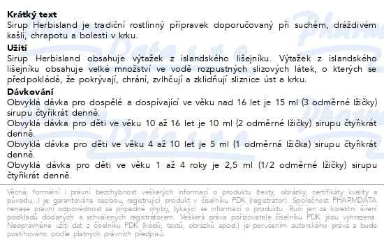 Příbalový leták - Herbisland sirup 150ml