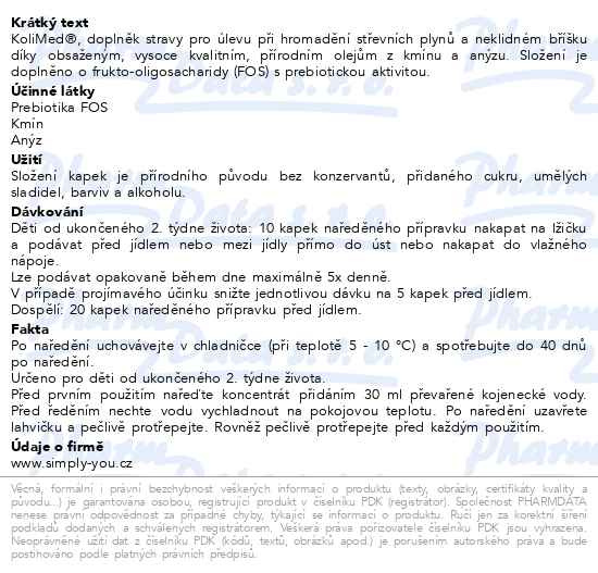 Příbalový leták - KoliMed 15 ml koncentrátu/45 ml kapek