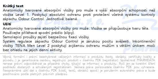 Příbalový leták - TENA Men Level 2 ink.vložky 10ks 750796